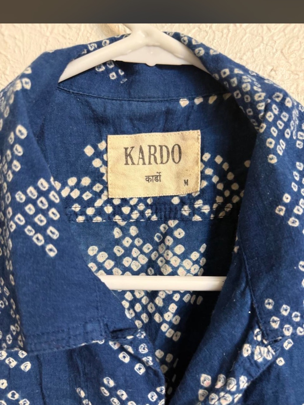 Kardo Chintan Bandhani Geo Dot Shirt - Indigo - Picture 4 of 5